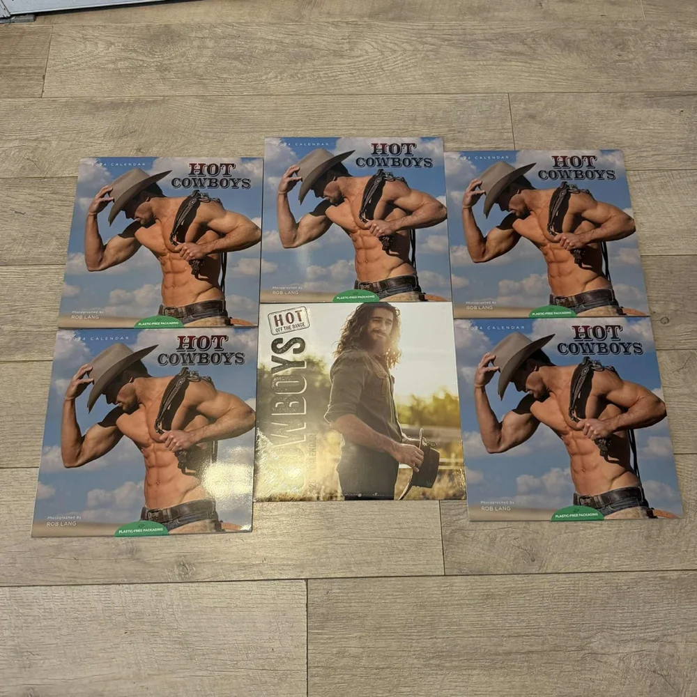 Calendars One Size Brown Blue Hot Cowboys 2024 Calendar